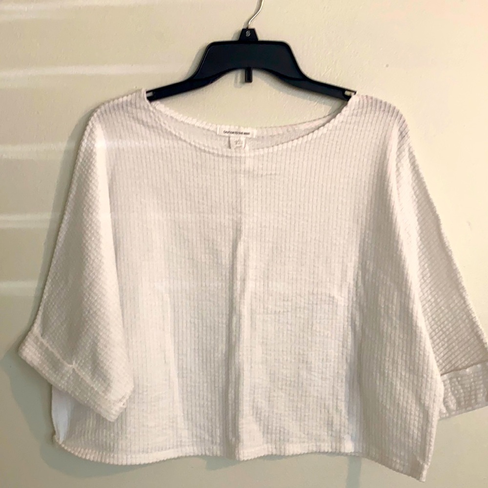Caution to the wind light Crop sweater